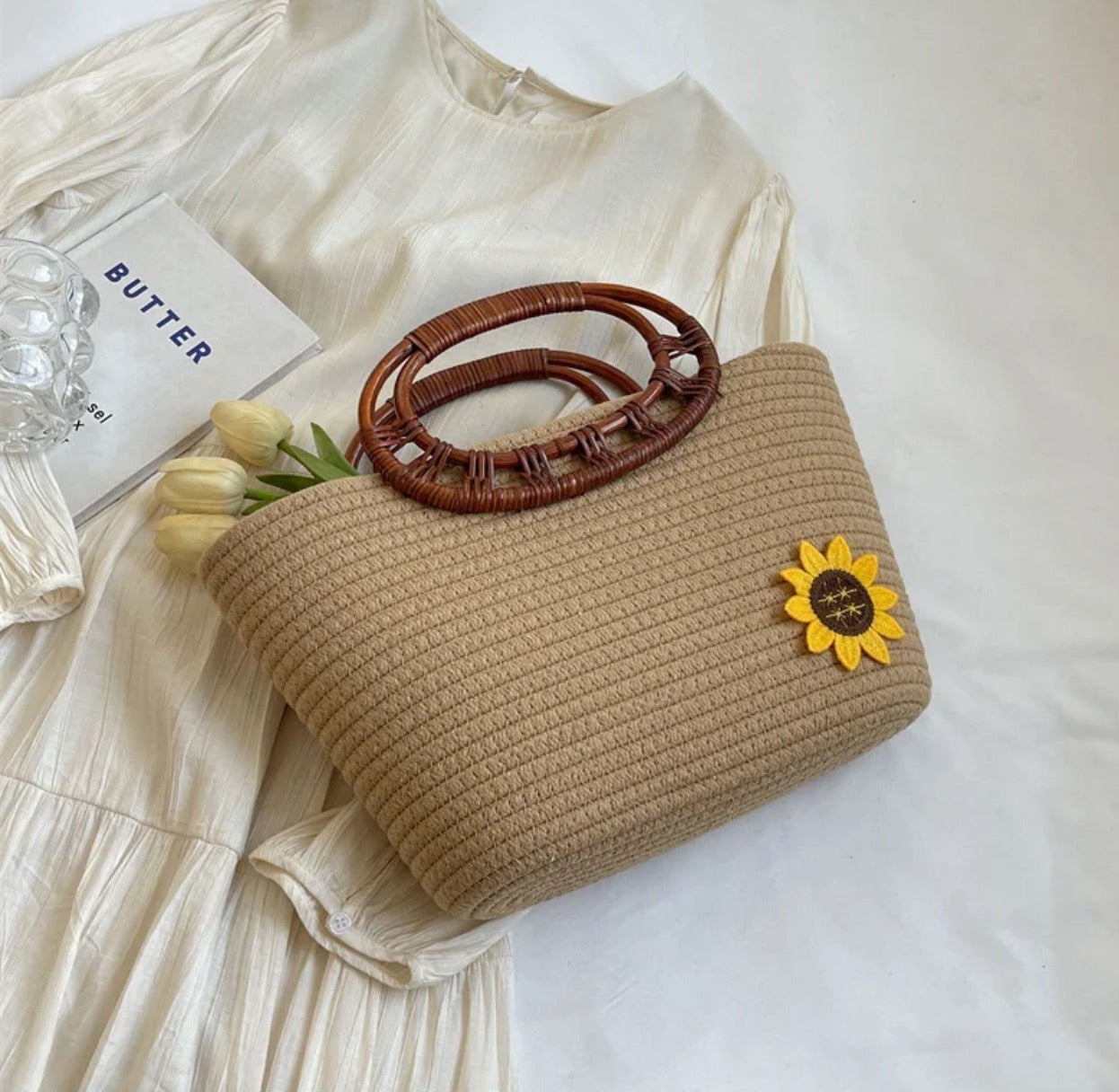 Pastoral style lazy and loose woven bag