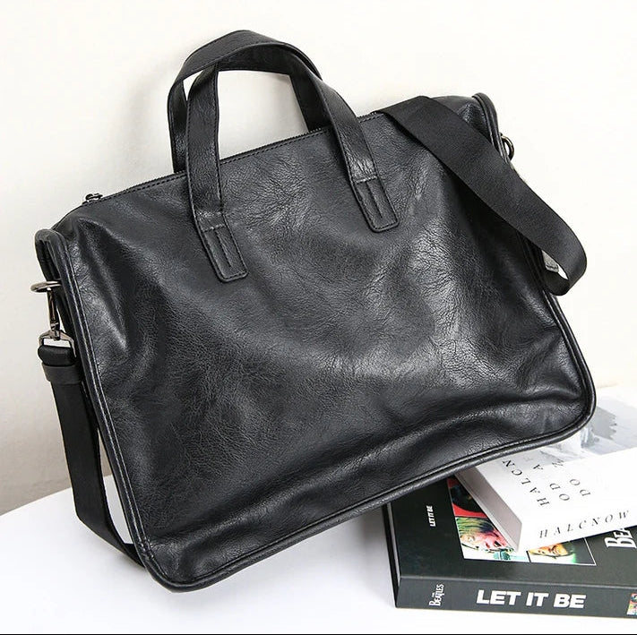 Casual portable shoulder bag for men, large-capacity cross-body Korean business travel computer bag, briefcase
